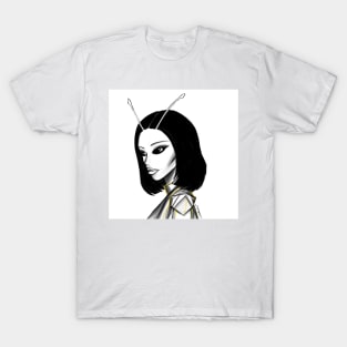 just praying mantis bug alien girl ecopop artwork T-Shirt